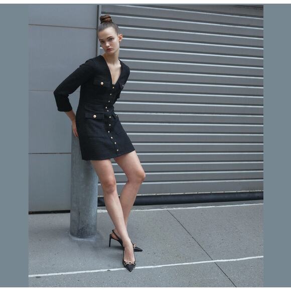 ZARA Wool-Blend V-Neck Dress NWT - Picture 14 of 16